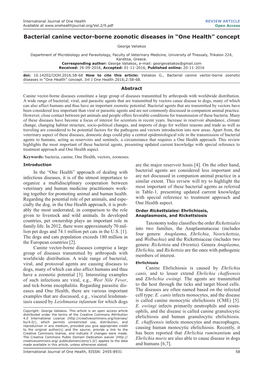 Bacterial Canine Vector-Borne Zoonotic Diseases in “One Health” Concept