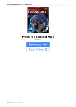 Profile of a Criminal Mind by Brian Innes