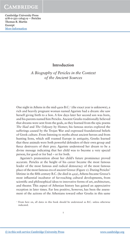 Introduction a Biography of Pericles in the Context of the Ancient Sources