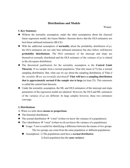 Basic Distributions and Models