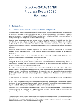 Directive 2010/40/EU Progress Report 2020 Romania