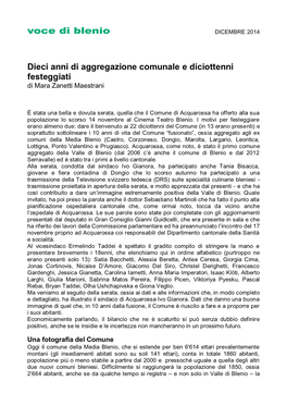 Dieci Anni Di Aggregazione Comunale E Diciottenni Festeggiati Di Mara Zanetti Maestrani