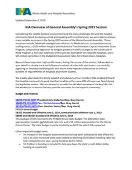 IHA Overview of General Assembly's Spring 2019 Session