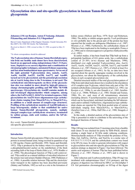 Glycosylation Sites and Site-Specific Glycosylation in Human Tamm-Horsfall Glycoprotein