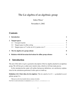 The Lie Algebra of an Algebraic Group