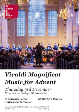 Vivaldi Magnificat Music for Advent Thursday 3Rd December Recorded on Friday 27Th November