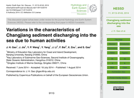 Changjiang Sediment Discharging Into the Sea Due to Human Activities Title Page Abstract Introduction 1 2 1 1 3 3 1 1 J