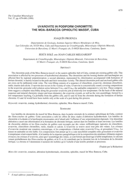 Uvarovite in Podiform Chromitite: the Moa-Baracoa Ophiolitic Massif. Cuba