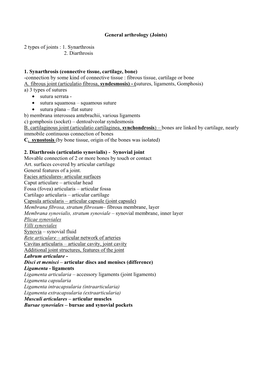 General Arthrology (Joints)