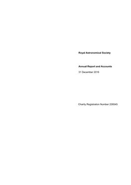 Royal Astronomical Society Annual Report and Accounts 31 December