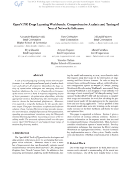 Openvino Deep Learning Workbench: Comprehensive Analysis and Tuning of Neural Networks Inference