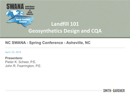 Landfill 101 Geosynthetics Design and CQA