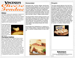VINCENZO's Cheese Fondue Flyer