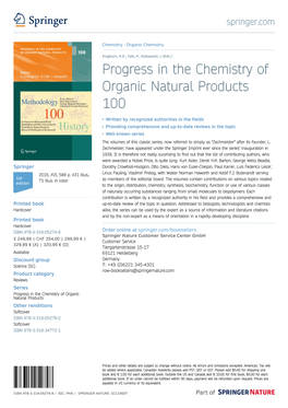 Progress in the Chemistry of Organic Natural Products 100