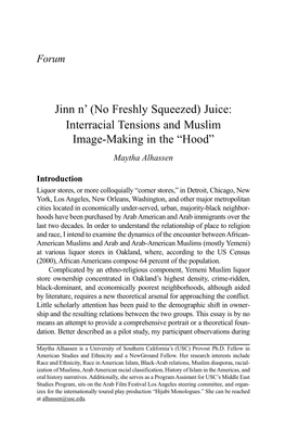 Jinn N' (No Freshly Squeezed) Juice: Interracial Tensions and Muslim