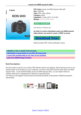 Canon Eos 600D Manual Video