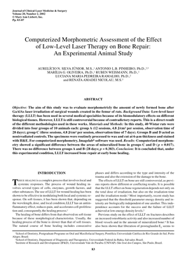 Bone Repair: an Experimental Animal Study