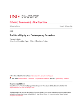 Traditional Equity and Contemporary Procedure