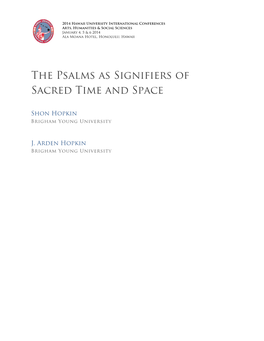 The Psalms As Signifiers of Sacred Time and Space