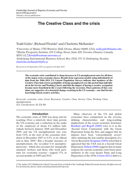 The Creative Class and the Crisis