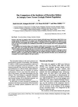 The Comparison of the Incidence of Horseshoe Kidney in Autopsy Cases Versus Urologic Patient Population