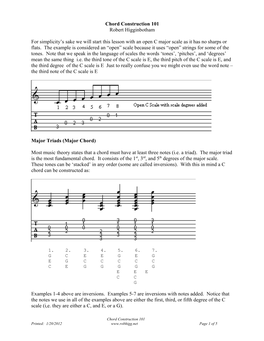 Chord Construction 101 Robert Higginbotham