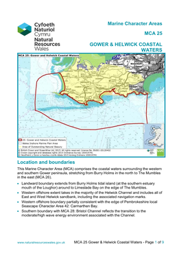 Marine Character Areas MCA 25 GOWER & HELWICK COASTAL