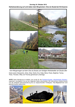 Wandern Im Jura: Clos Du Doubs