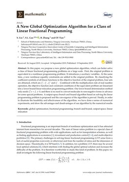 A New Global Optimization Algorithm for a Class of Linear Fractional Programming