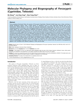 Molecular Phylogeny and Biogeography of Percocypris (Cyprinidae, Teleostei)