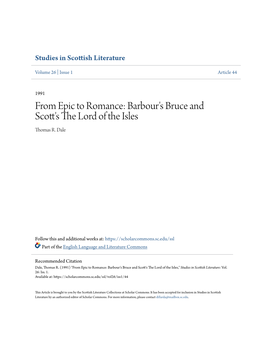 From Epic to Romance: Barbour's Bruce and Scott's the Lord of the Isles Thomas R