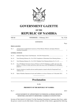 Government Gazette Republic of Namibia