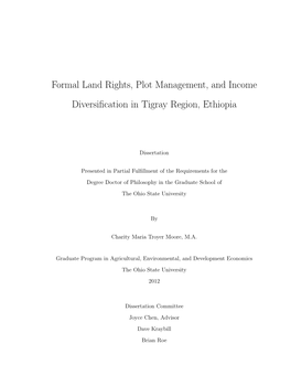 Formal Land Rights, Plot Management, and Income Diversification In