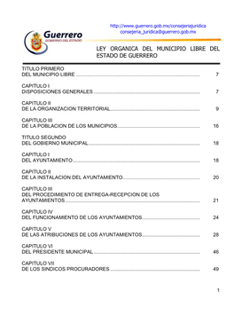 Ley Organica Del Municipio Libre Del Estado De Guerrero