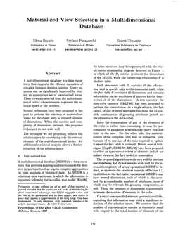 Materialized View Selection in a Multidimensional Database