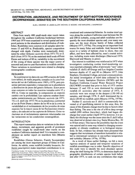 Distribution, Abundance, and Recruitment of Soft-Bottom Rockfishes (Scorpaenidae: Sebastes) on the Southern California Mainland Shelf’