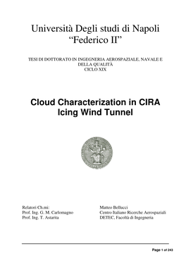 Cloud Characterization in CIRA Icing Wind Tunnel