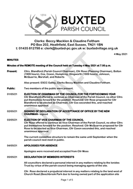 PC Meeting Agenda 6 June 20