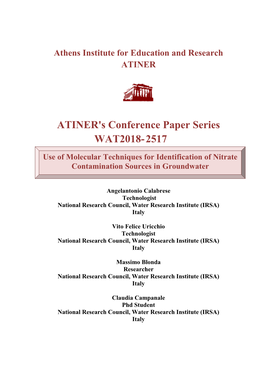 ATINER's Conference Paper Series WAT2018-2517