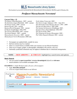 Proquest Massachusetts Newsstand