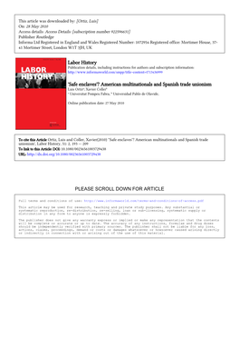 Labor History Publication Details, Including Instructions for Authors and Subscription Information