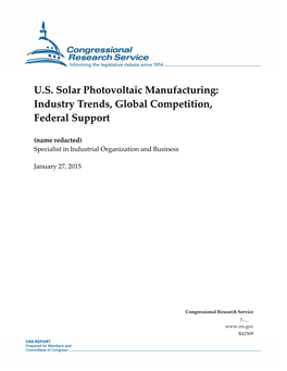 US Solar Photovoltaic Manufacturing