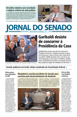 Garibaldi Desiste De Concorrer À Presidência Da