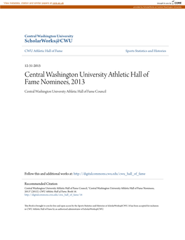 Central Washington University Athletic Hall of Fame Nominees, 2013 Central Washington University Athletic Hall of Fame Council