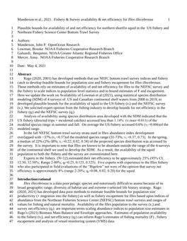 Manderson Et Al., 2021. Fishery & Survey Availability & Net Efficiency