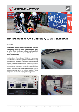 Timing System for Bobsleigh, Luge & Skeleton