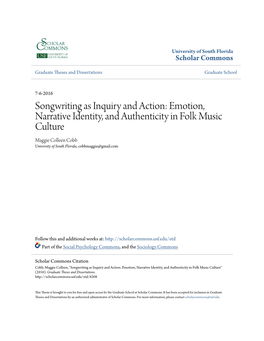Songwriting As Inquiry and Action: Emotion, Narrative Identity, And