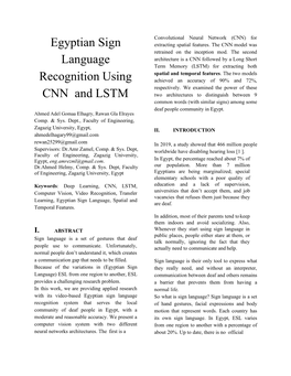Egyptian Sign Language Recognition Using CNN and LSTM