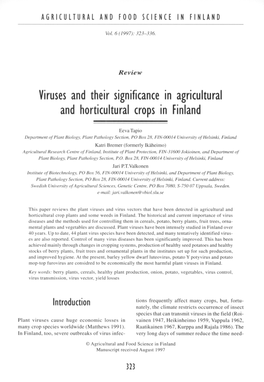 Significance in Agricultural and Horticultural Crops in Finland