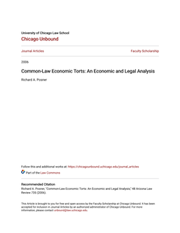 Common-Law Economic Torts: an Economic and Legal Analysis